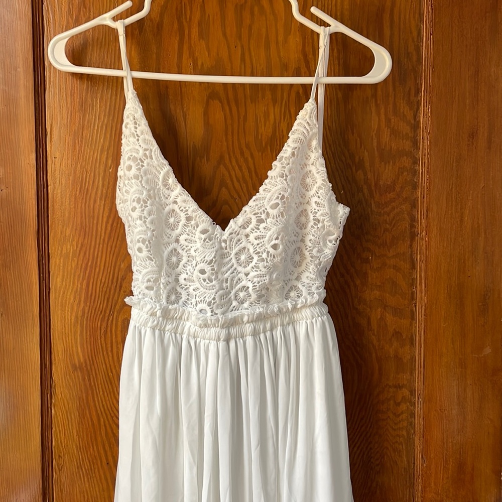 White backless long dress